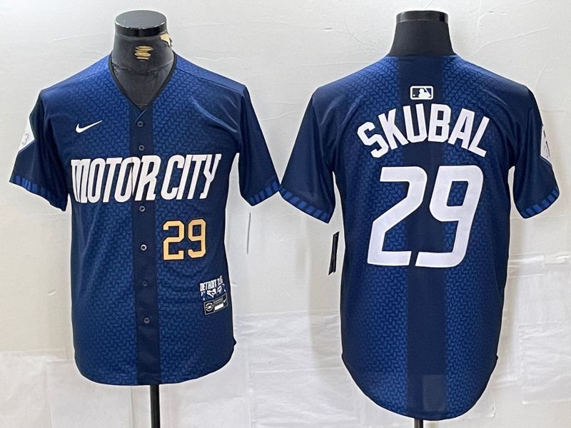 Men Detroit Tigers #29 Skubal Blue City Edition Nike 2024 MLB Jersey style 2